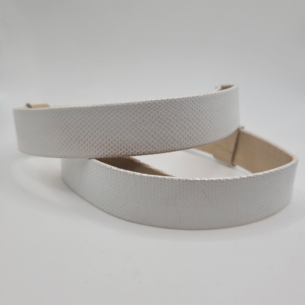 Vintage Alexis Kirk Belt Strap XS White Reptile Leather Waist Cinch 80s 90s Glam